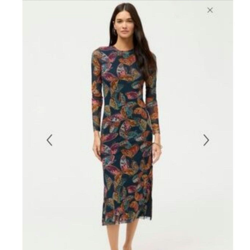 Johnny Was Lolia Mesh Midi Butterfly Dress Size: S. **FLAW**